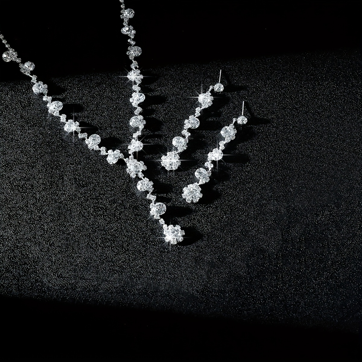 Rhinestone Flower Claw Jewelry Set for Wedding